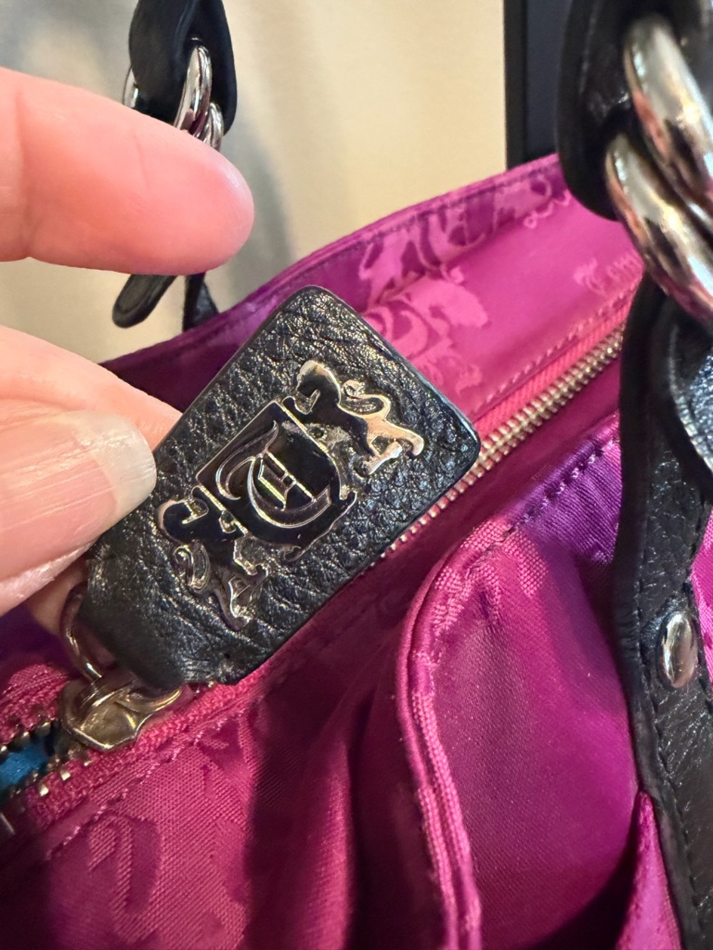 Tempo by Leonello Borghi Fuchsia Pink Logo Shoulder Bag Y2K Punk - Picture 5 of 10